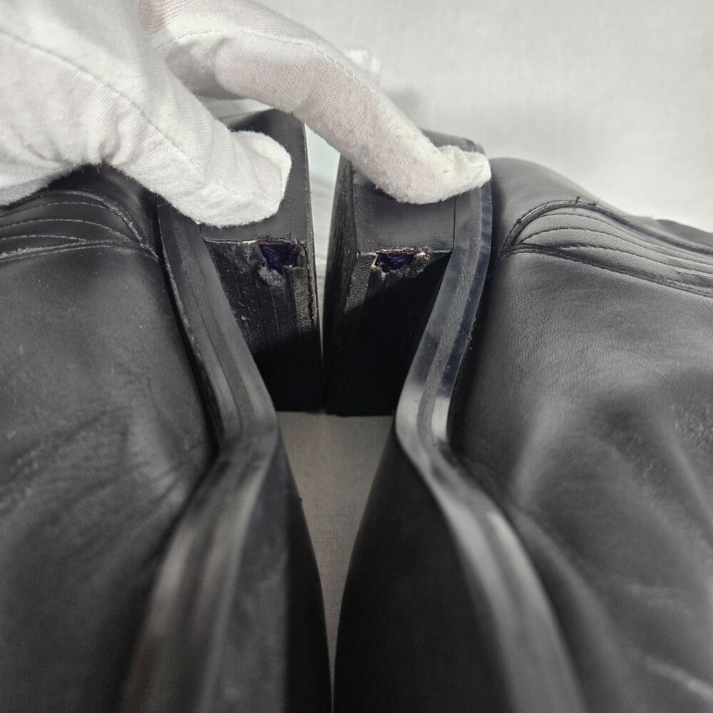 Vintage Y2K 90's BLACK Leather Chunky Platform Block Heel Chelsea Boot Size 10M - Picture 13 of 17